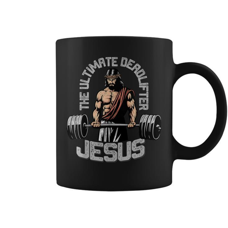 Jesus The Ultimate Deadlifter Christian Gym Coffee Mug