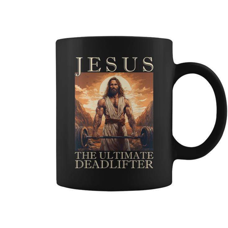 Jesus The Ultimate Deadlifter  Christian Lifting Gym Coffee Mug