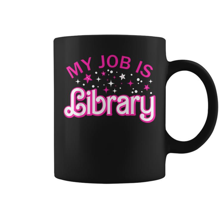 My Job Is A Library Retro Pink Style Reading Books Librarian Coffee Mug