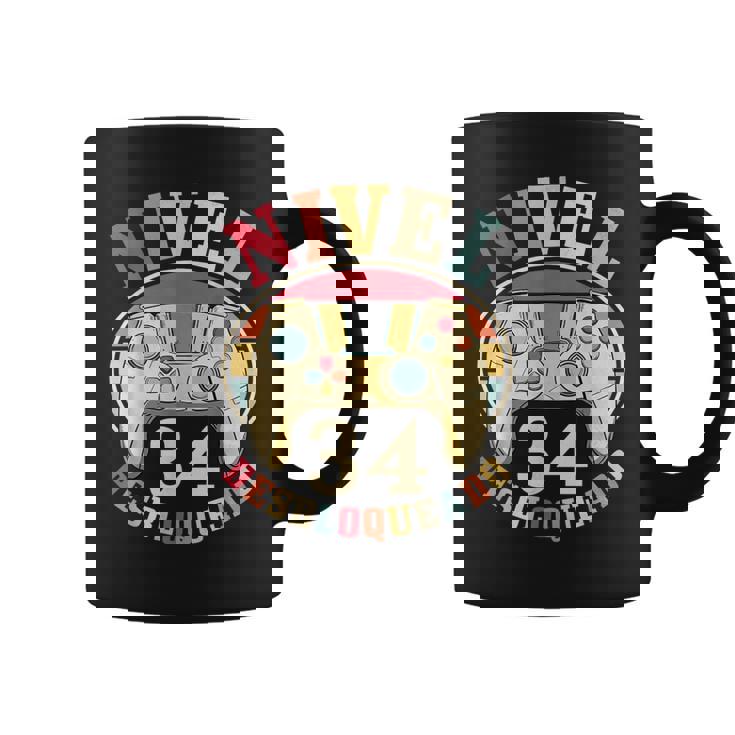 Jugador Nivel 34 Desbloqueado Cumpleaños Gaming Taza de café