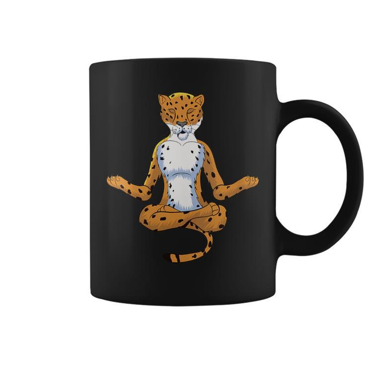Jungle Yoga Zen Large Cat Cheetah Meditate Yogi Namaste Coffee Mug