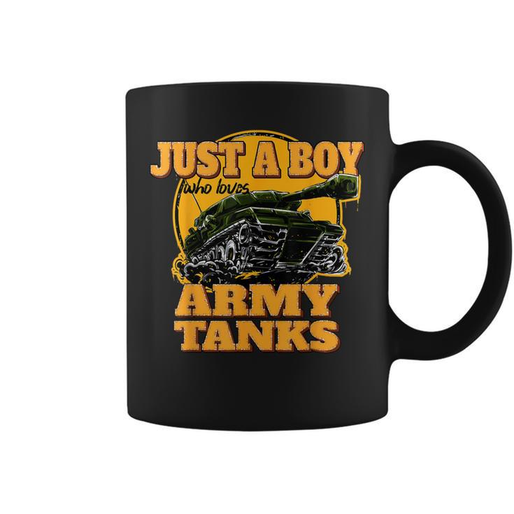 Just A Boy Who Loves Army Tanks Vintage Military Tank Coffee Mug