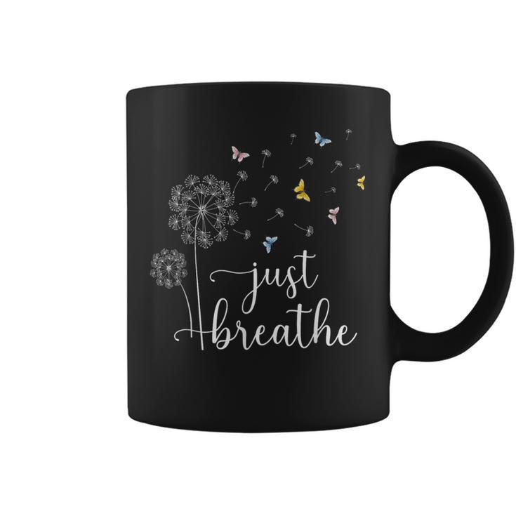 Just Breathe Dandelion And Buterflies Summer Top Coffee Mug