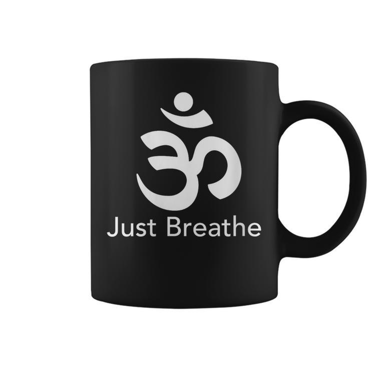 Just Breathe Spiritual Yoga Symbol Namaste Coffee Mug