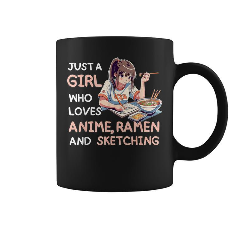 Just A Girl Who Loves Anime Ramen Sketching Anime Japan Coffee Mug