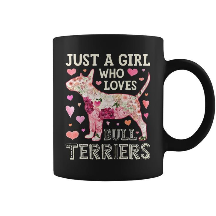 Just A Girl Who Loves Bull Terriers Dog Silhouette Flower Coffee Mug