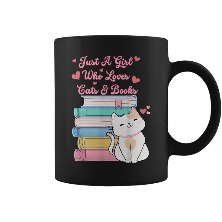 Just A Girl Who Loves Cats And Books Bookworm Cute Kitten Coffee Mug