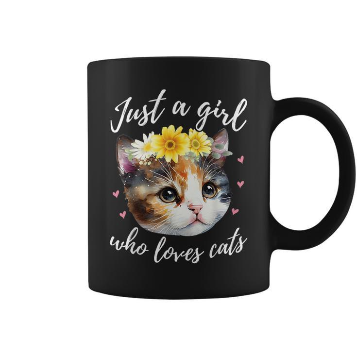 Just A Girl Who Loves Cats Cute Calico Cat Lover Coffee Mug