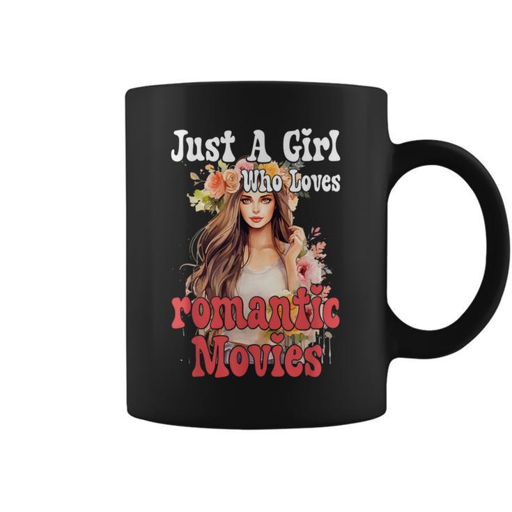 Just A Girl Who Loves Romantic Movies Cute Girl Flower Coffee Mug