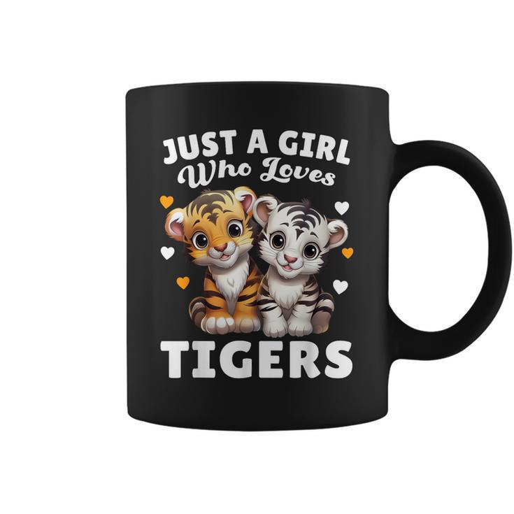 Just A Girl Who Loves Tigers Cute Baby Tigers & Hearts Coffee Mug