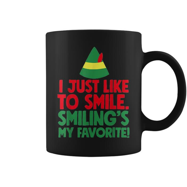 Just Like To Smile Smiling's My Favorite Elf Christmas Coffee Mug