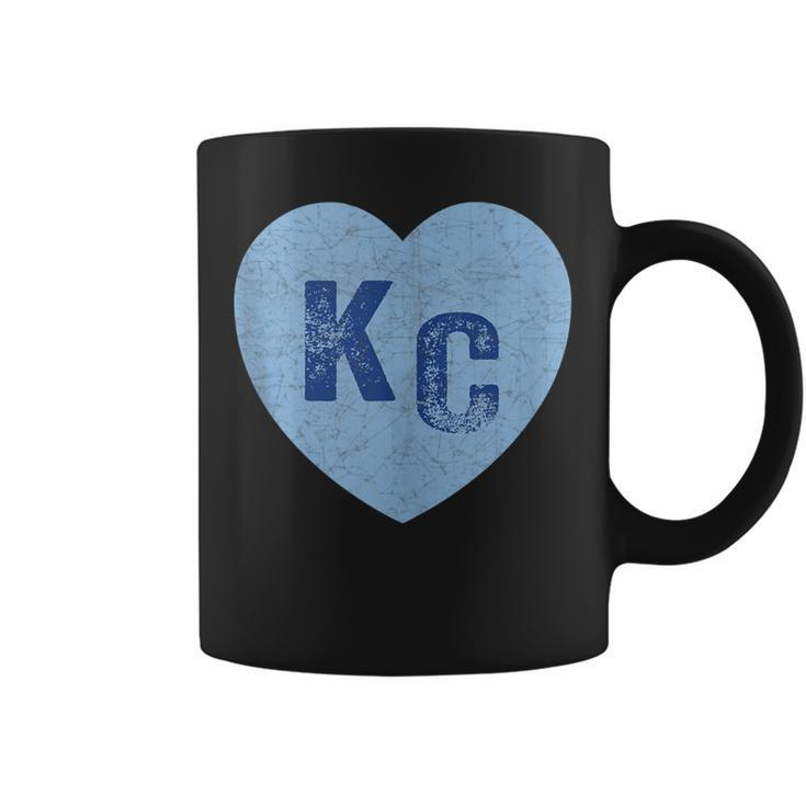 Kansas City Heart Kc Hearts I Love Kc Letters Blue Vintage Coffee Mug