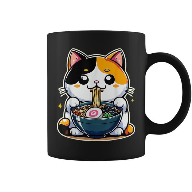 Kawaii Anime Calico Cat Ramen Coffee Mug