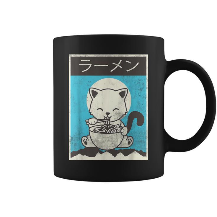 Kawaii Cat Ramen Noodle Cute Cat Vintage Retro Japanese Coffee Mug