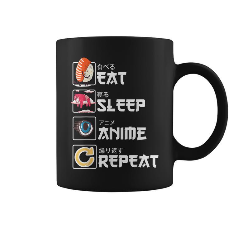 Kawaii Manga Sushi Eat Sleep Anime Repeat Cute Anime Coffee Mug