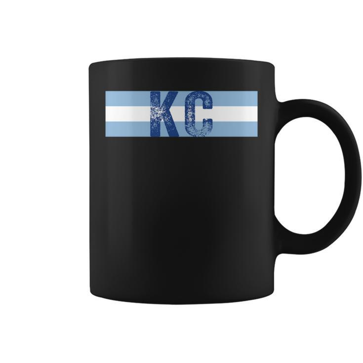 Kc 2 Letters Kansas City Cool Kc Blue Stripes Kc Retro Cool Coffee Mug
