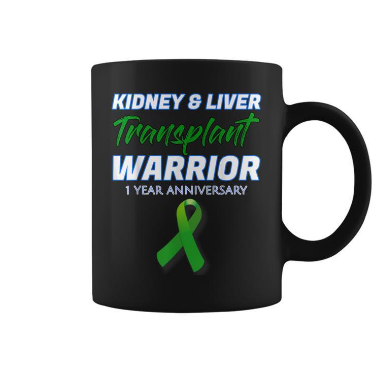 Kidney Liver Transplant 1 Year Anniversary Warrior Survivor Coffee Mug