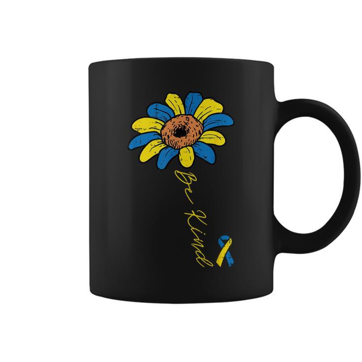 Be Kind Flower Down Syndrome Ribbon Awareness T21 Girl Coffee Mug