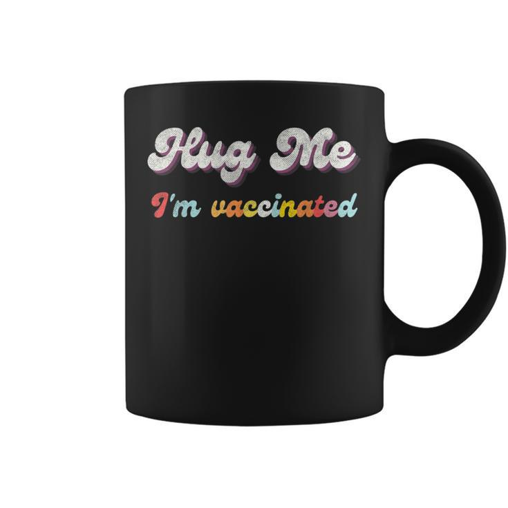 Kiss Me & Hug Me I'm Vaccinated Rainbow Vintage Distressed Coffee Mug