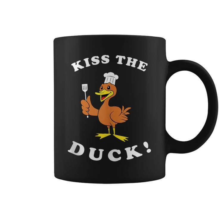Kiss The Duck Kiss The Cook Joke Pun Chef Coffee Mug