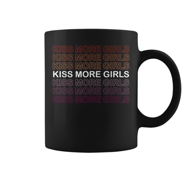 Kiss More Girls Lesbian Rainbow Colors Pink Organge White Coffee Mug