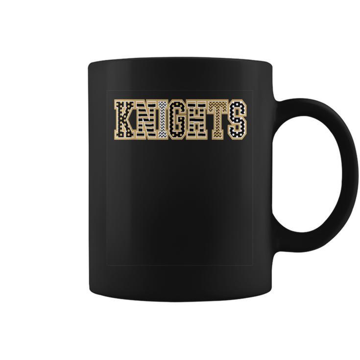 Knights Mascot Word Gold Black White Coffee Mug