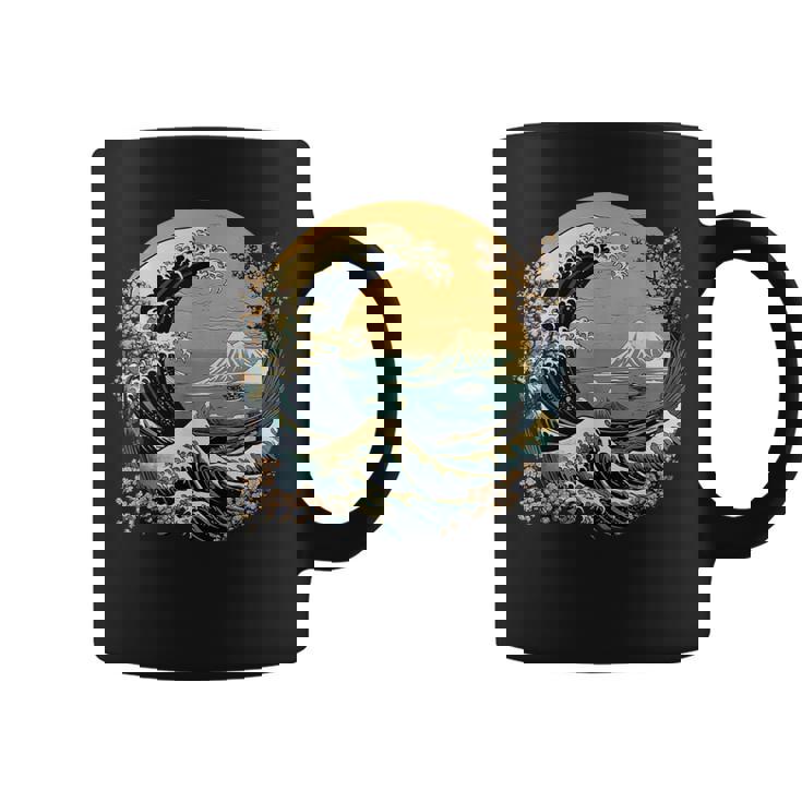 La Gran Ola Y Las Montañas Arte Japonés Kanagawa Taza de café