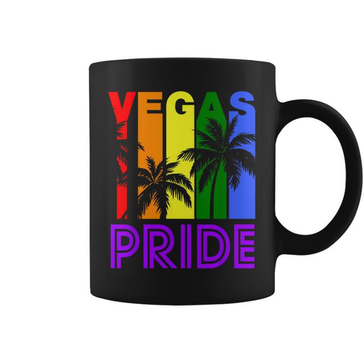 Las Vegas Pride Gay Pride Lgbtq Rainbow Palm Trees Coffee Mug