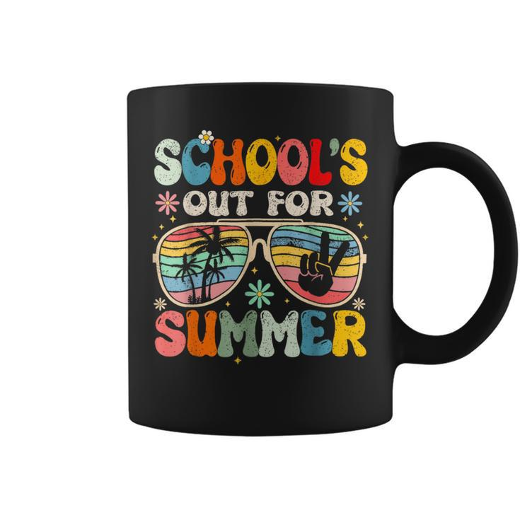 Last Day Of School Groovy School's Out For Summer Teacher Coffee Mug