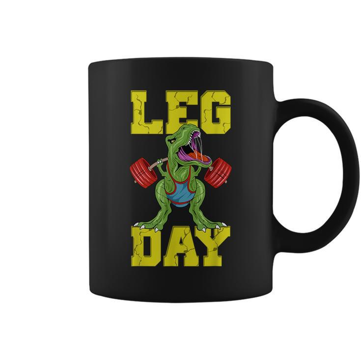 Leg Day Dinosaur Weight Lifter Barbell Training Squat Coffee Mug
