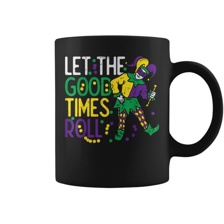 Let The Good Time Roll Jester Bead Mardi Gras Carnival Coffee Mug