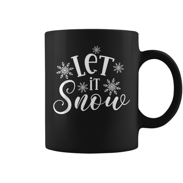 Let It Snow Christmas Positive Slogan Black And White Xmas Coffee Mug