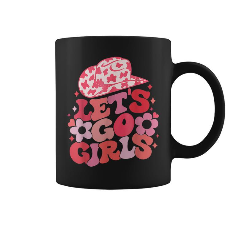 Let's Go Girls Pink Cowgirl Hat Country Valentine Bridesmaid Coffee Mug