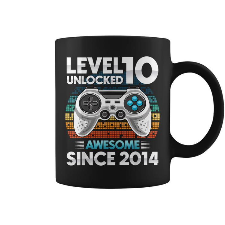 Level 10 Unlocked Awesome Since 2014 10Th Birthday Boys Coffee Mug