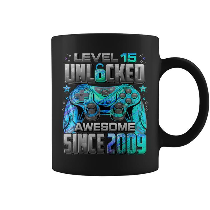 Level 15 Unlocked Awesome Since 2009 15Th Birthday Gaming Coffee Mug