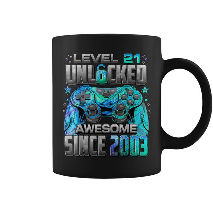 Level 21 Unlocked Awesome Since 2003 21St Birthday Gaming Coffee Mug