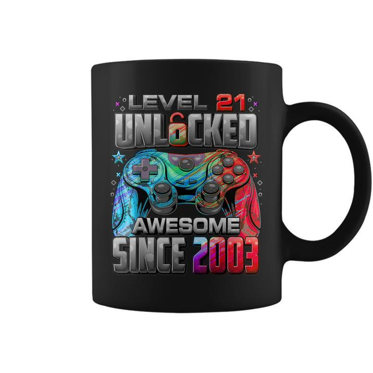 Level 21 Unlocked Awesome Since 2003 21St Birthday Gaming Coffee Mug