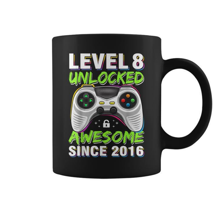 Level 8 Unlocked Awesome Since 2016 8Th Birthday Gaming Boys Coffee Mug