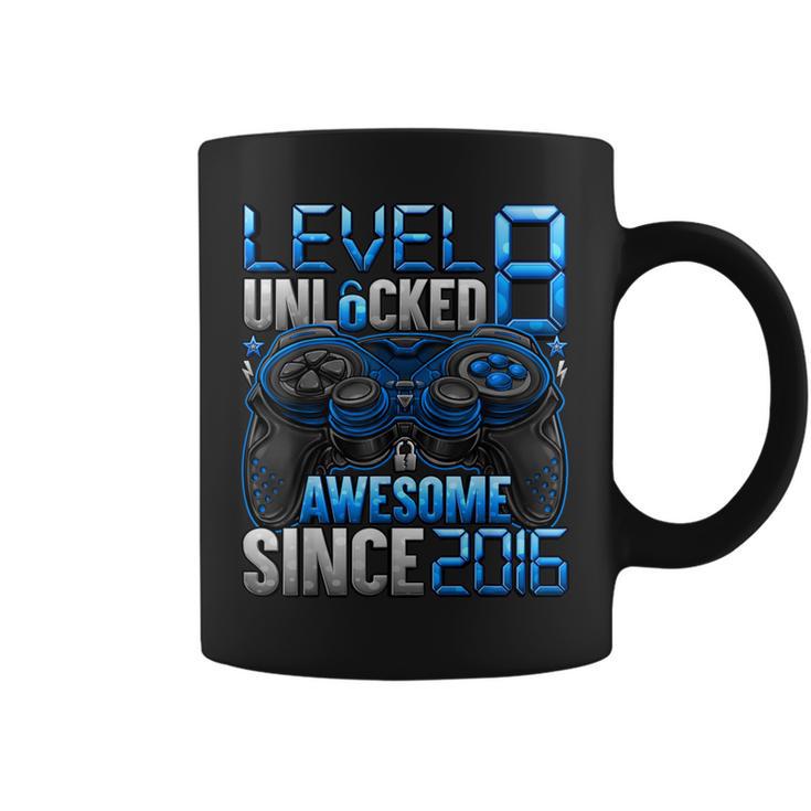 Level 8 Unlocked Awesome Since 2016 8Th Birthday Gaming Coffee Mug