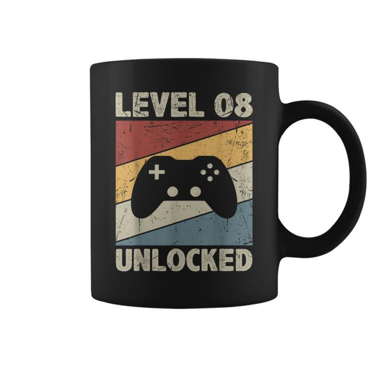 Level 8 Unlocked Video Gamer 8Th Birthday Vintage Coffee Mug