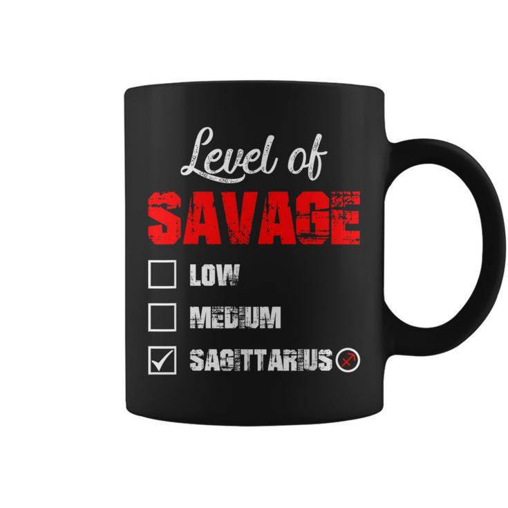 Level Of Savage Sagittarius Horoscope Happy Birthday Zodiac Coffee Mug