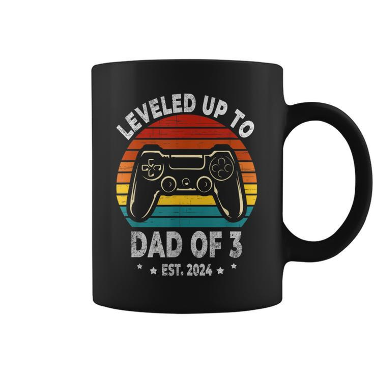 Leveled Up To Dad Of 3 Three Daddy Again 2024 Father's Day Coffee Mug