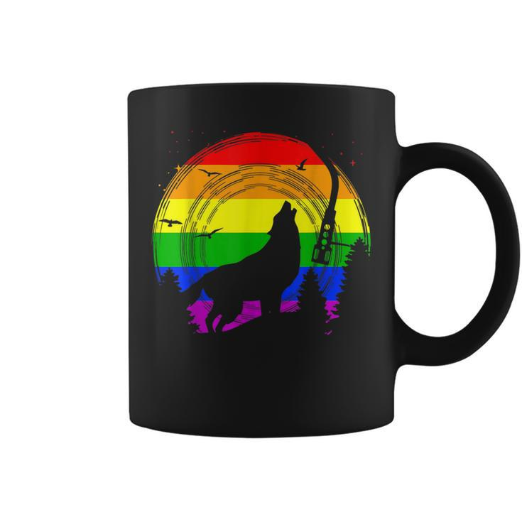 Lgbt Gay Pride Rainbow Flag Music Turntable Wolf Coffee Mug