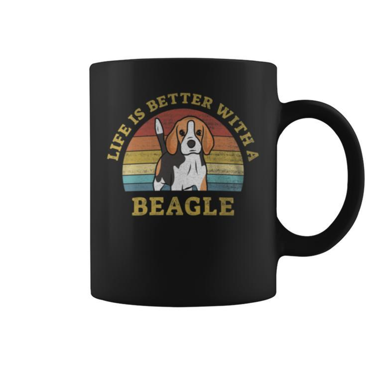 Life Is Better With A Beagle Vintage Dog Puppy Lover Coffee Mug