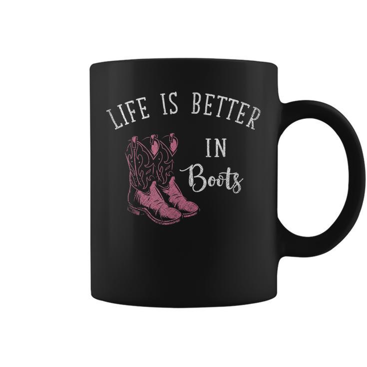 Life Is Better In Boots Cowboy Coffee Mug