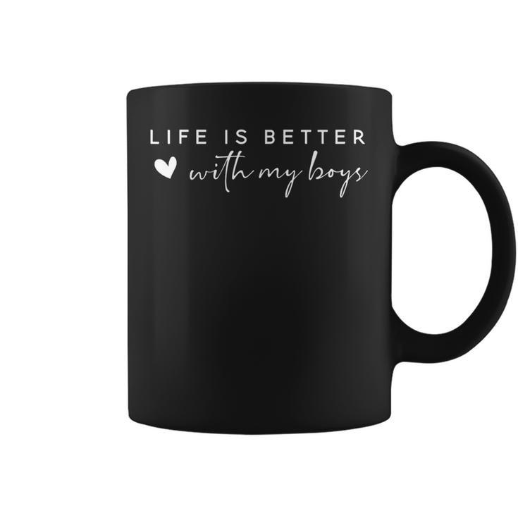 Life Is Better With My Boys Retro Vintage Hearts Coffee Mug
