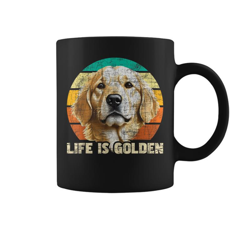 Life Is Golden Retro Vintage Dog Owner Canine Lover Coffee Mug