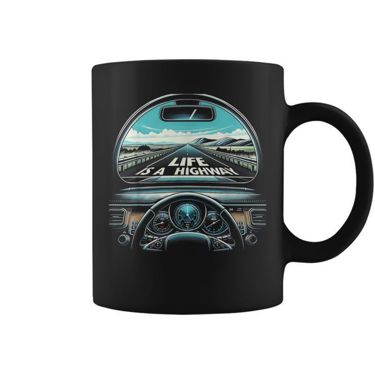 Life Is A Highway Road Trip Graphic Coffee Mug