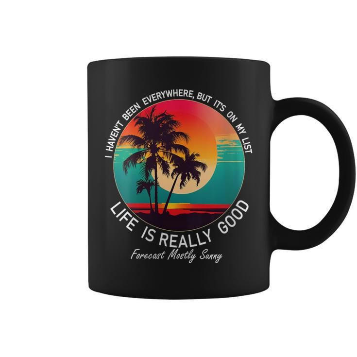 Life Is Really Good Hawaiian Vintage 80S Palm Trees Sunset Coffee Mug