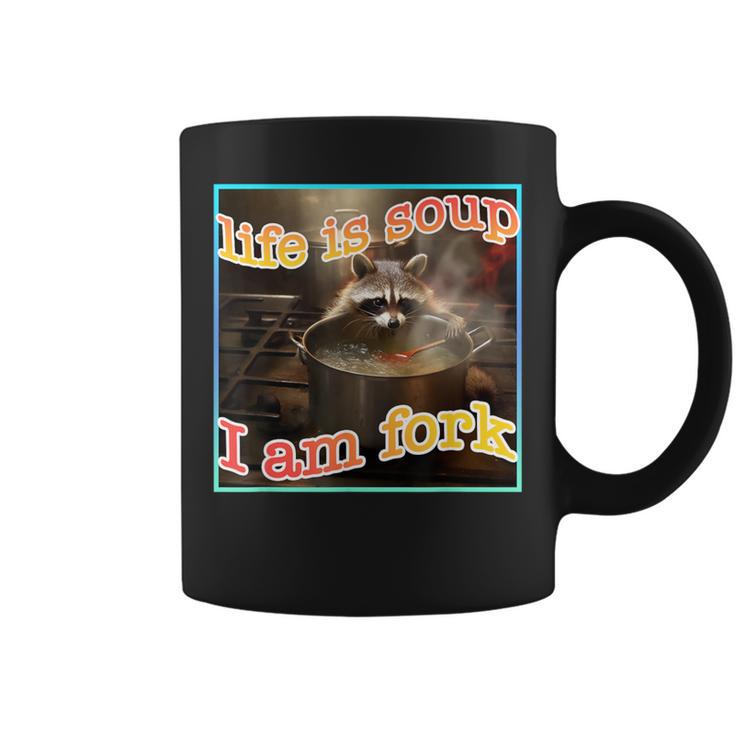 Life Is Soup Oddly Specific Weird Ironic Raccoon Meme Coffee Mug